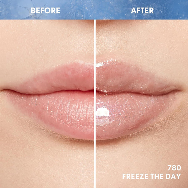 COVERGIRL Clean Fresh Yummy Plumper Lip Gloss, 780 Freeze the Day, Shiny, Vegan Formula, Easy to Apply, Minty Flavor, 0.33Oz