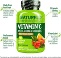 NATURELO Vitamin C with Organic Acerola Cherry Extract and Citrus Bioflavonoids - Vegan Supplement - Immune Support - 500 Mg VIT C per Cap -