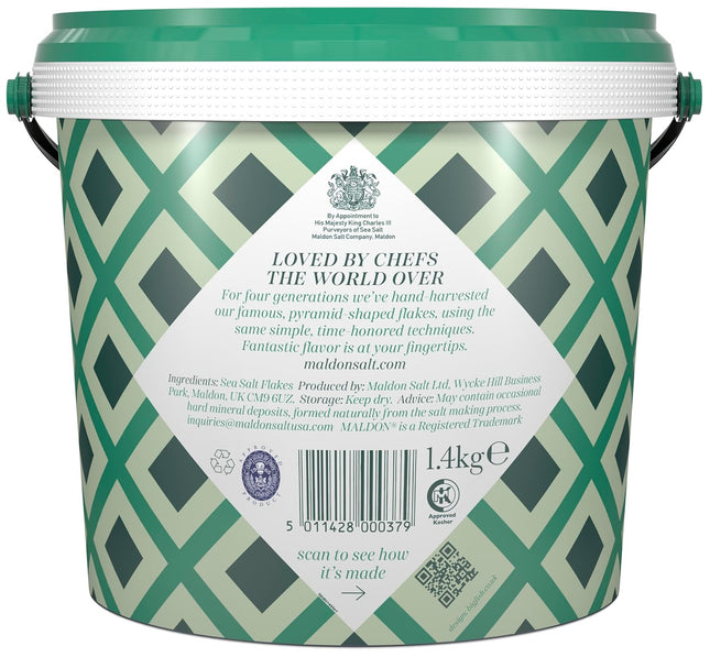 Maldon Salt, Sea Salt Flakes, 3.1 Lb, Bulk Tub, Kosher, Natural, Handcrafted, Go