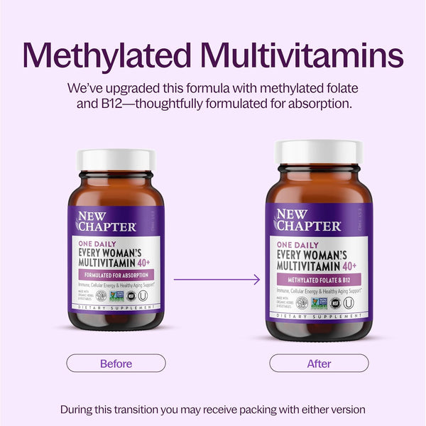 New Chapter Women'S Multivitamin 40 plus for Energy, Healthy Aging + Immune Support with 20+ Nutrients -- Every Woman'S One Daily 40+, Gentle on