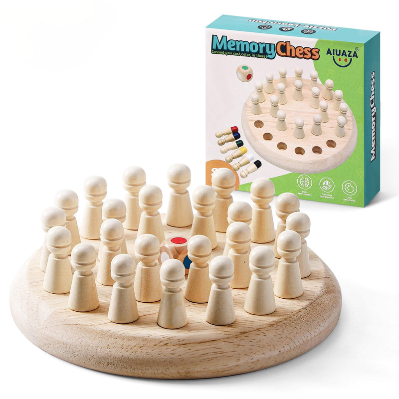 Wooden Memory Chess Matching Game: a Family Board Game Suitable for Children and Adults, Puzzle Toys Suitable for Ages 3, 4, 5, and 6, Birthday