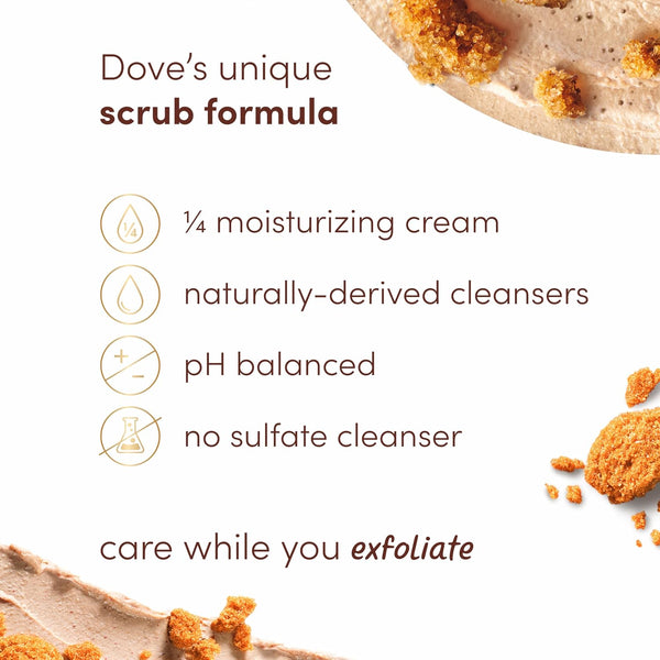 Dove Scrub Brown Sugar & Coconut Butter For Silky Smooth Skin Body Scrub Exfoliates & Restores Skin's Natural Nutrients 10.5 oz Brown Sugar and