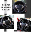 Elantrip Leather Steering Wheel Cover 15 1/2 to 16 inch Universal Large Soft Grip Breathable for Car Truck SUV Jeep Anti Slip Black 15 1/2 - 16