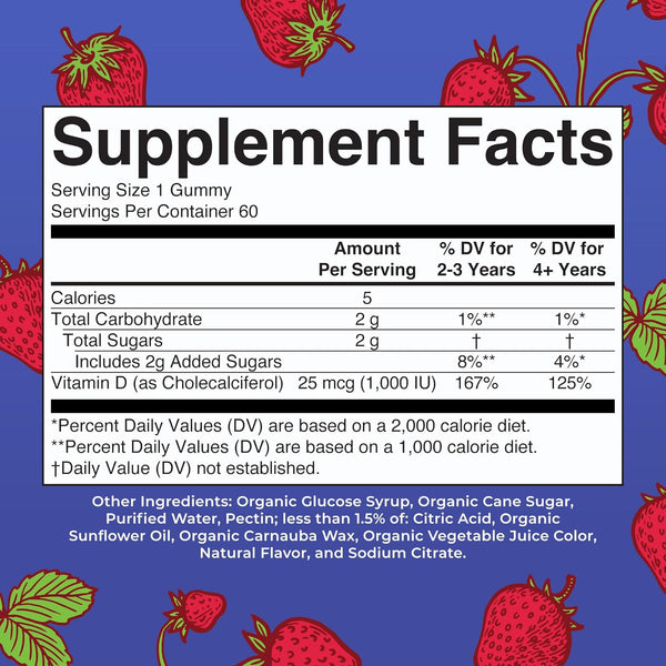 Maryruth'S Organic Vitamin D3 Gummies | 1000 IU | USDA Organic | Immune Support| Bone Health | Muscle Function | for Adults & Kids Ages 2+ | Vegan