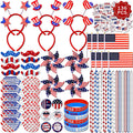DysanVica 136PCS 4th of July Accessories - Patriotic Party Favors Fourth of July Decoration Supplies Headband Shutter Glasses Tattoo Sticker
