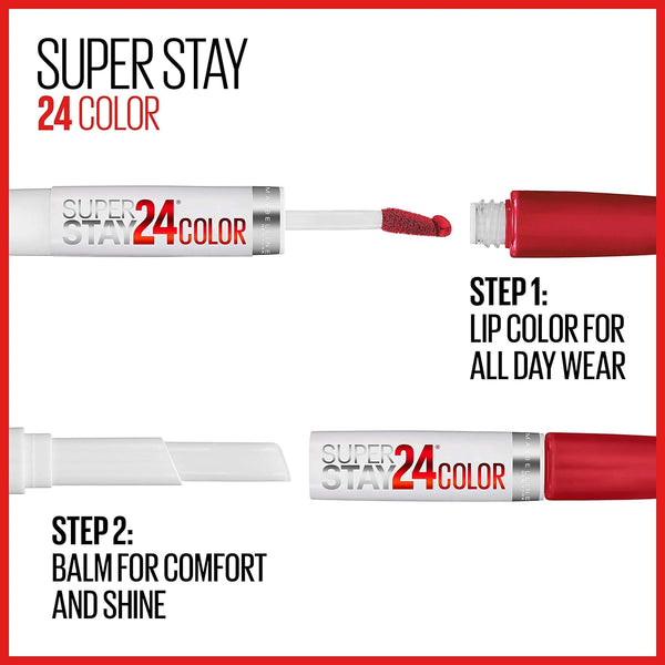 Maybelline Super Stay 24, 2-Step Liquid Lipstick Makeup, Long Lasting Highly Pigmented Color with Moisturizing Balm, Blush On, Pink, 1 Count