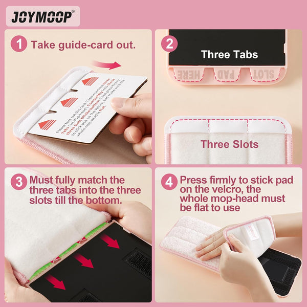 JOYMOOP Flat Mop Head, 13-Inch Mop-Head with 13-Inch Microfiber Mop Pad Replacement - Pink, 1 Pack (Mop-Head Only)