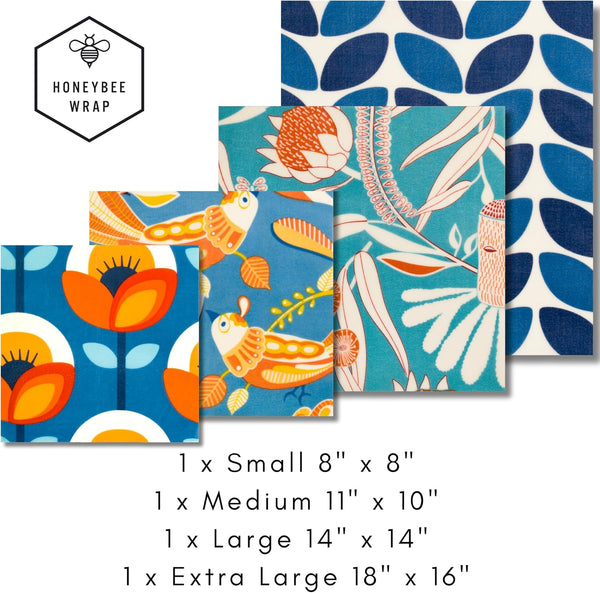 Beeswax Wraps for Food - The Kitchen Collection - Organic Cotton Beeswax Wrap - Reusable Beeswax Food Wrap - Plastic Wrap/Sandwich Bags