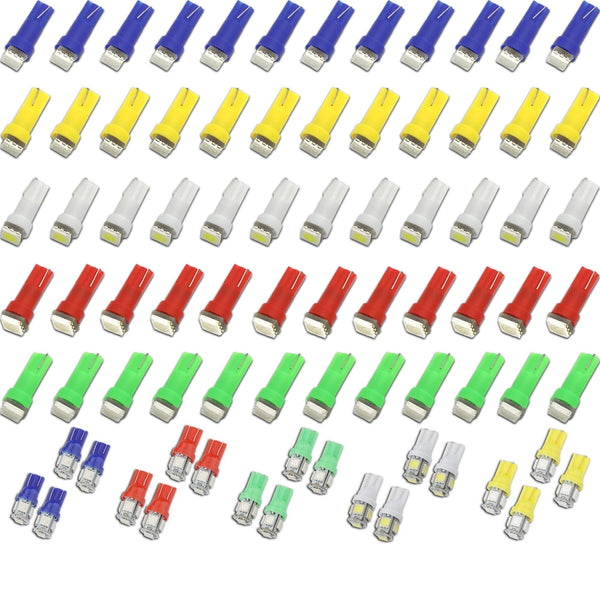 70PCS T5 T10 5050-SMD LED Speedometer Instrument Gauge Cluster Dash Light Bulbs