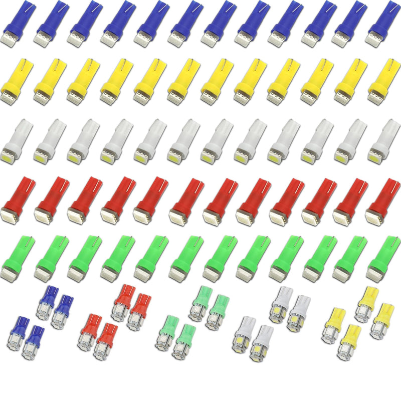 70PCS T5 T10 5050-SMD LED Speedometer Instrument Gauge Cluster Dash Light Bulbs