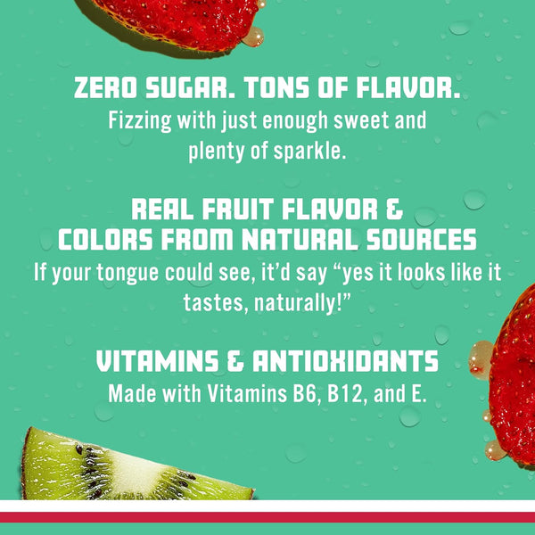 Sparkling Ice, Kiwi Strawberry Sparkling Water, Zero Sugar Flavored Water, with Antioxidants and Vitamins, Zero Sugar, 17 fl oz Bottles (Pack of