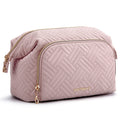BAGSMART Travel Makeup Bag, Cosmetic Bag Small Make Up Organizer Case,Wide-open Pouch for Women Purse for Toiletries Accessories Brushes Pink A-1