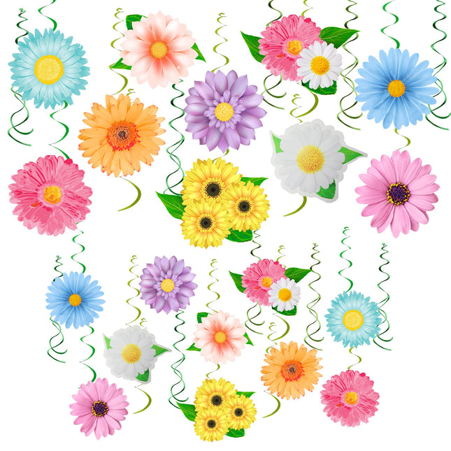 Spring Flower Birthday Party Decorations,30 Set Summer Party Hanging Swirl Ceiling Decorations for Classroom Office Moth