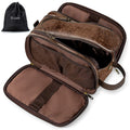 Elviros Toiletry Bag for Men PU Leather Shaving Dopp Kit (Large, Chocolate) | Water-Resistant Travel Organizer for Bathroom Toiletries, Grooming