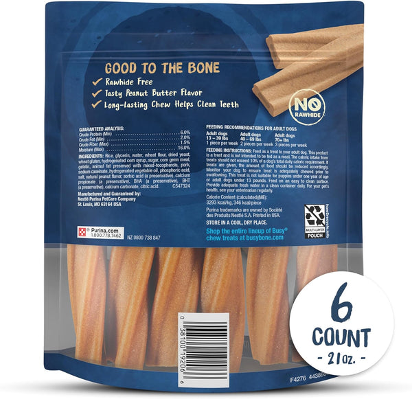 Purina Busy Bone Made in USA Facilities, Long Lasting Small/Medium Breed Adult Dog Chews, Peanut Butter Flavor - (Pack of 4) 6 Ct. Pouches