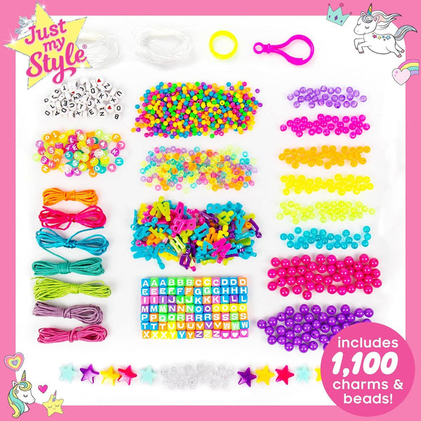 Just My Style ABC Beads by Horizon Group Usa, 1000+ Charms & Beads, Alphabet Charms, Accent Seed Star Wax Beading Cord, Satin Cord Key Ring