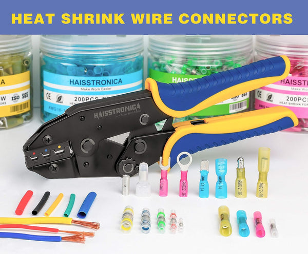 Haisstronica 260PCS Heat Shrink Spade Connectors - Quick Disconnect Female & Male Spade Terminals for Watercraft, Electronics & Automotive AWG