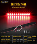 Partsam 1PC Red 15" 11 LED Light Bar Stop Turn Tail 3rd Brake Light Truck Trailer Identification ID Bar Waterproof DOT Compliant