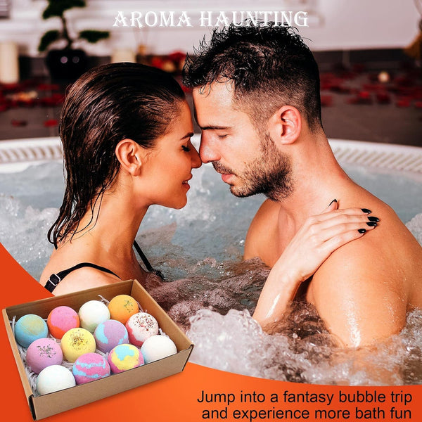 Bath Bombs Salt Balls,12 PCS Gift Set,Vanilla Menthol Rose Extract Essential Oils,Moisturizing Dry Skin,Fizzy Spa,Relaxing,Bubble Bath Bomb Gifts