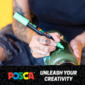 Posca Paint Markers, 5M Medium Acrylic Markers with Reversible Tips, Artist Recommended For Gifts, Fabric, Metal, Glass, Wood and Canvas, Assorted