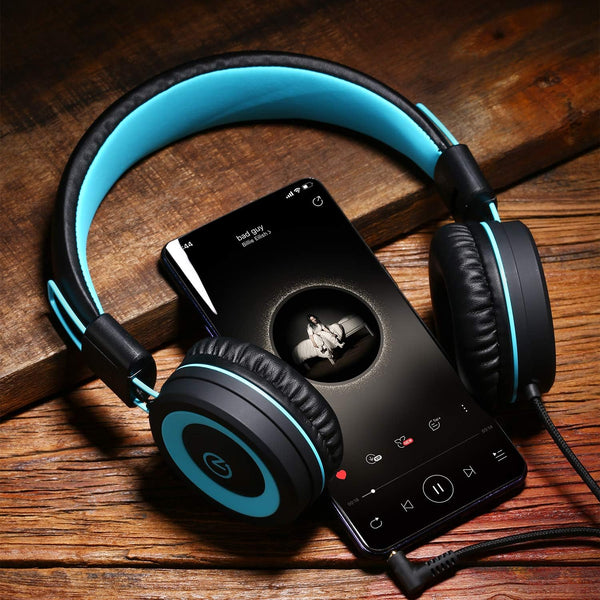 noot products K11 Kids Headphones Wired 3.5mm Jack Stereo Tangle-Free Black