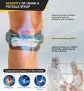 2-Pack Patella Tendon Knee Brace Straps, Adjustable Knee Support Patella Stabilizer for Pain Relief, Jumpers Knee, Tendonitis, Arthritis, Running,