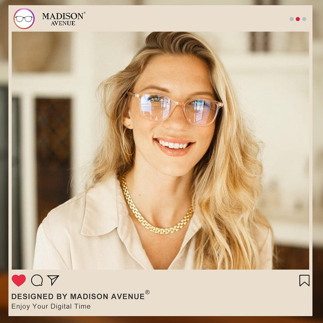 Madison Avenue TR90 Blue Light Blocking Computer Glasses Women Crystal Brown