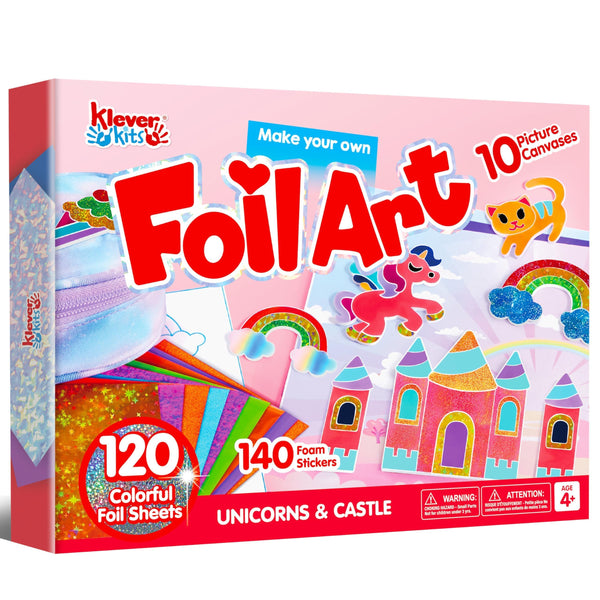 Klever Kits Unicorn Foil Art- Arts & Crafts for Kids 4 and Up, Mess Free