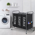 STORAGE MANIAC 3 Section Laundry Sorter, 3 Bag Laundry Hamper Cart with Heavy Duty Rolling Lockable Wheels and Removable Bags, Laundry Organizer