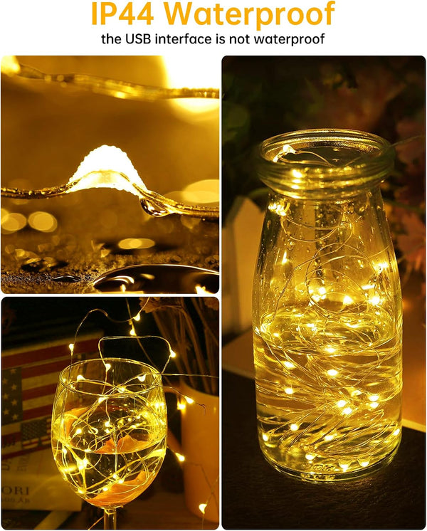Blingstar USB Powered Fairy Lights, 2 Pack 33Ft 100 LED, Flexible Silver Wire, Mini String Lights for Christmas Tree/Bedroom/Camping/Holiday