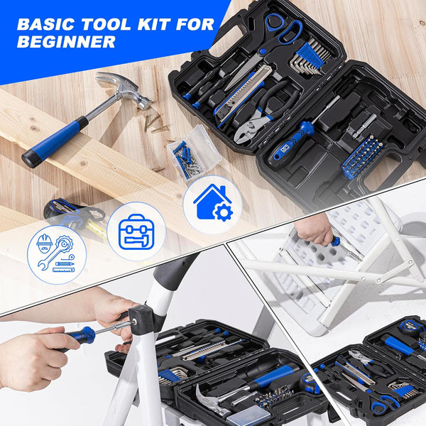 Prostormer 93-Piece Tool Kit, Small Starter Tool Set, Blue