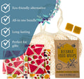 7 Pc Beeswax Wraps for Food Snacks, Sandwich, Bread - Reusable Eco Friendly Kitchen Storage and Zero Waste - 4 Wraps, 2 Beeswax Bars and Cotton