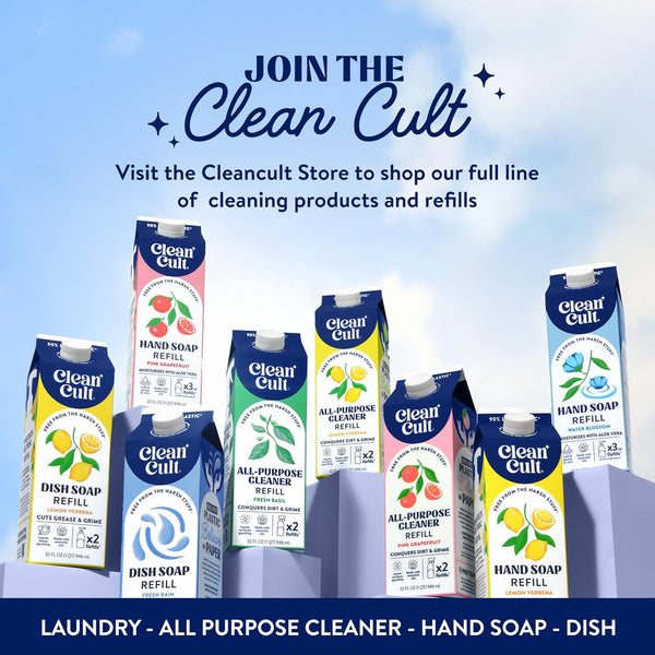 Cleancult Dish Soap Liquid Refill (32oz, 1 Pack) - Plant Based Cleaning Power - Dish Soap that Cuts Grease & Grime - Free of Harsh Chemicals -