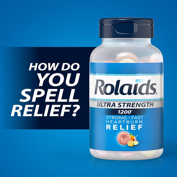 Chattem Inc. Rolaids Ultra Strength Antacid, 72 Chewable Tablets, Assorted Fruit, Ultra Strength Heartburn Relief
