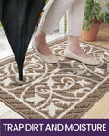 DEXI Front Door Mat 24X36, Washable Entryway Mat with Non Slip Backing, Low Profile Absorbent Moisture Dirt Trapper Entrance Floor Mats for Entry