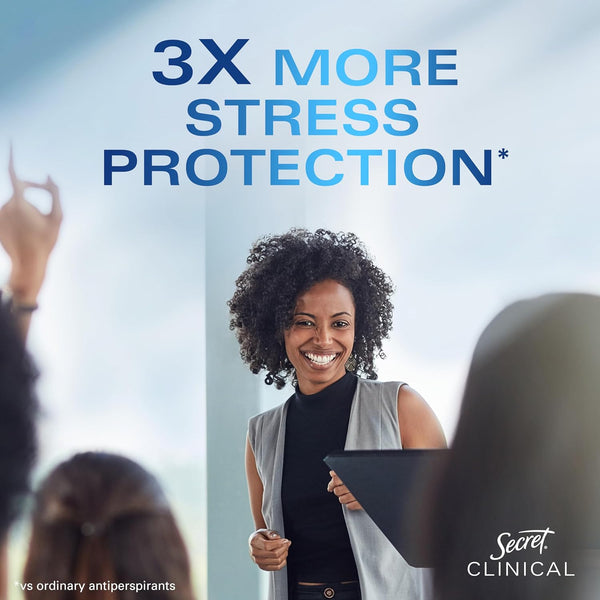 Secret Clinical Strength Antiperspirant Deodorant for Women, Waterproof, 3X Stress Protection, 72Hr Sweat & Odor Protection, PH Balancing