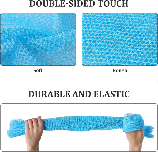 4 Pieces African Exfoliating Net, Long African Net Sponge, Nylon African Net Cloth, Exfoliating Washcloth, Body Scrubbers for Use in Shower, Back
