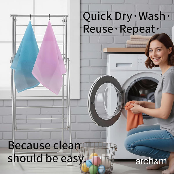 ARCH&M Exfoliating Washcloth & Shower Body Scrubber, 3 Pack | Japanese Washcloth, Korean Back Scrubber Towel, All Skin Type Daily Use in Shower,
