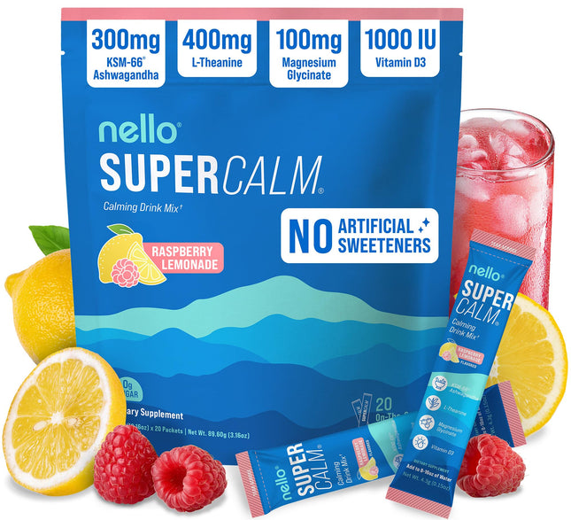 Supercalm Powdered Drink Mix, Raspberry Lemonade, L Theanine, Ksm-66 Ashwagandha