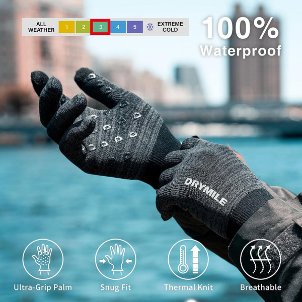 DRYMILE HYLA Waterproof Wool Blend Gloves, Touchscreen, Non-Slip Grip | Waterproof breathable membrane, warm wool blend lining, touchscreen