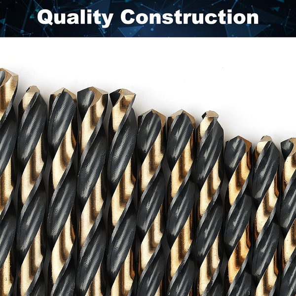 COMOWARE 60pcs Number Drill Bit Set, Wire Gauge to #60, HSS M2 Drill Bit, 135° Split Point, Black and Gold Coated, Drill Bit Set for