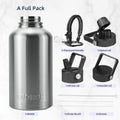 BJPKPK Half Gallon Insulated Water Bottles with Straw Lid, 64Oz Large Water Jug, Stainless Steel Bottles with 3 Lids and Paracord Handle, Thermos