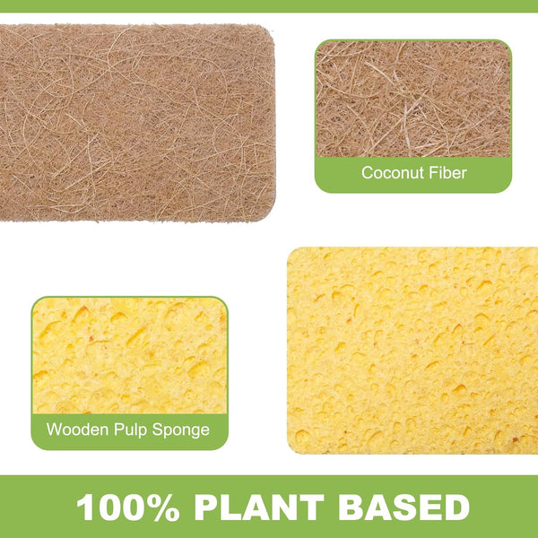 Yolaist 12 Pack Non-Scratch Scrub Sponge, Natural Kitchen Sponges for Cleaning Kitchen, Scratch Free Biodegradable Sponges for Dishes, No-Stick
