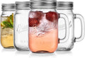 Glaver's Mason Jar 16 Oz. Glass Mugs with Handle and Lid Set Of 4 - Home Essentials & Beyond - Old Fashioned Drinking Glass Bottles Original Mason