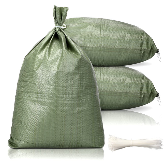 Shappy 100 Pieces Empty Sandbag Heavy Duty Flooding Outdoor Woven Polypropylene Sand Bags with Solid Ties for UV Protect