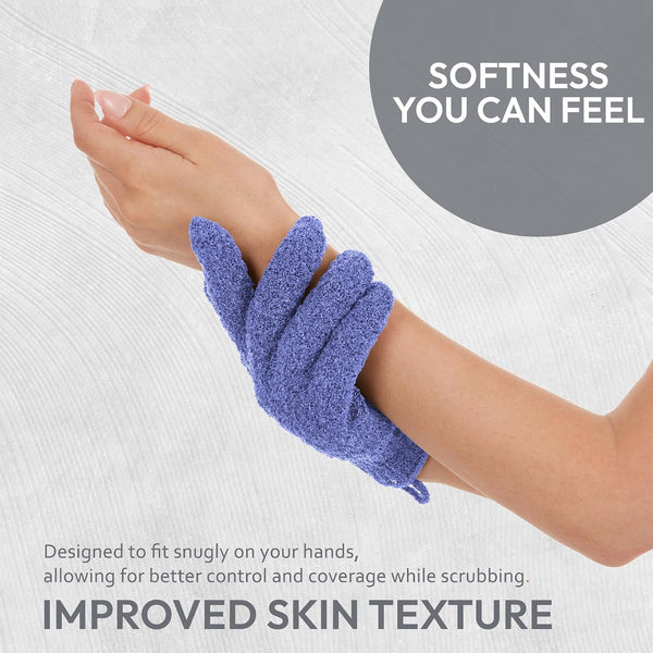 4 Pairs Exfoliating Gloves, 100% Nylon, Dual Texture Body Scrub for Spa, Massage & Dead Skin Removal, Multi-Color Shower Bath Accessories