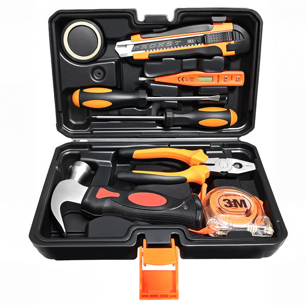 8 Piece Hand Tool Set, High Strength Steel Tools for Home Repair, Car Maintenance, Furniture Assembly with Convenient Storage Case, Basic Tool Kit