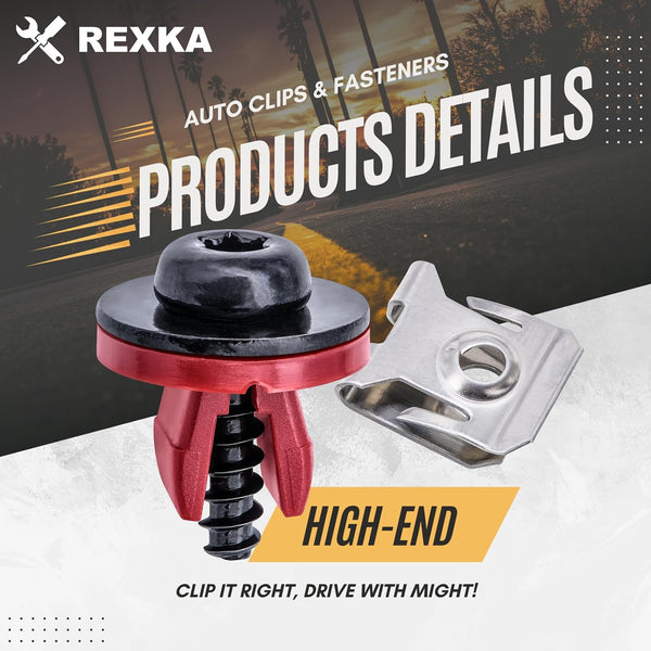 Rexka 10 Sets T30 Engine Splash Shield Guard Undertray Cover Screws Bolt Nut Clip Kit Compatible with Ford Focus Fusion Escape Explorer C-Max