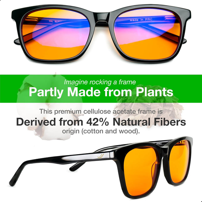XL Orange Blue Light Blocking Glasses for Better Sleep - 99.5% Premium Acetate C