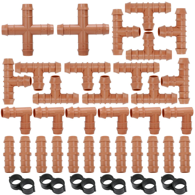 Cozy Tower 36 Pcs Drip Irrigation Kit 1/2 Inch Drip Irrigation Fittings Parts, Irrigation Tubing Fittings Hose Barbed Co